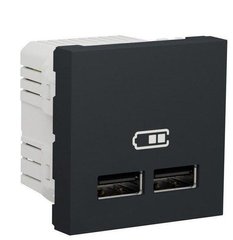 Двойная USB розетка 2.1А 2М антрацит Unica New Schneider Electric