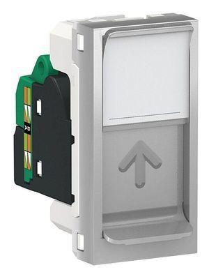 Одинарная компьютерная розетка RJ45 cat.5e UTP с полем для надписи 1М алюминий Unica New Schneider