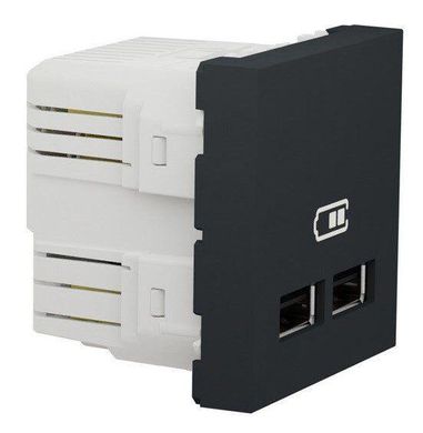 Двойная USB розетка 2.1А 2М антрацит Unica New Schneider Electric