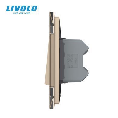 Двухклавишный перекрестный выключатель золотой Livolo (VL-C7FCMM10A-1AP)
