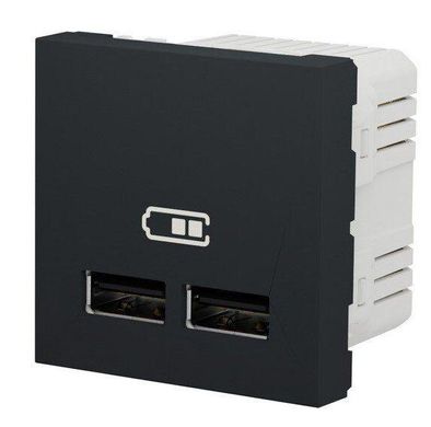 Двойная USB розетка 2.1А 2М антрацит Unica New Schneider Electric