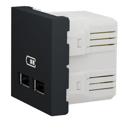 Двойная USB розетка 2.1А 2М антрацит Unica New Schneider Electric