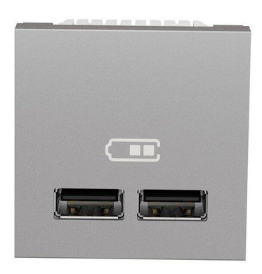 Двойная USB розетка 2.1А 2М алюминий Unica New Schneider Electric