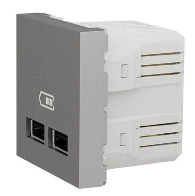 Двойная USB розетка 2.1А 2М алюминий Unica New Schneider Electric