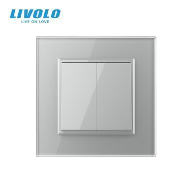 Двухклавишный перекрестный выключатель серый Livolo (VL-C7FCMM10A-1IP)