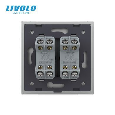 Двухклавишный перекрестный выключатель серый Livolo (VL-C7FCMM10A-1IP)