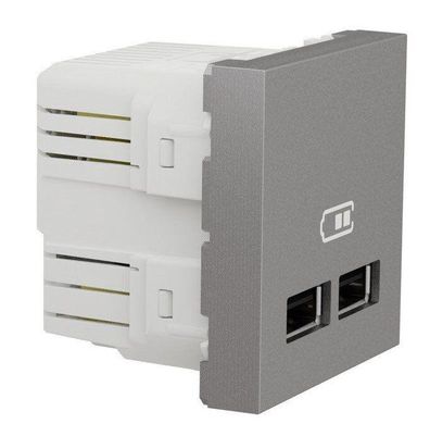 Двойная USB розетка 2.1А 2М алюминий Unica New Schneider Electric