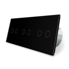 Сенсорный выключатель Livolo 6 каналов (2-2-2) черный стекло (VL-C706-12)