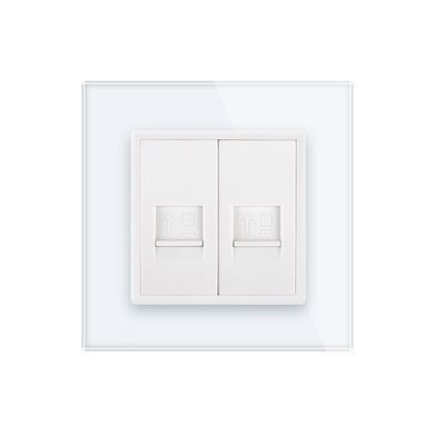 Розетка комп'ютерна подвійна RJ-45 Livolo білий скло (VL-C792C-11)